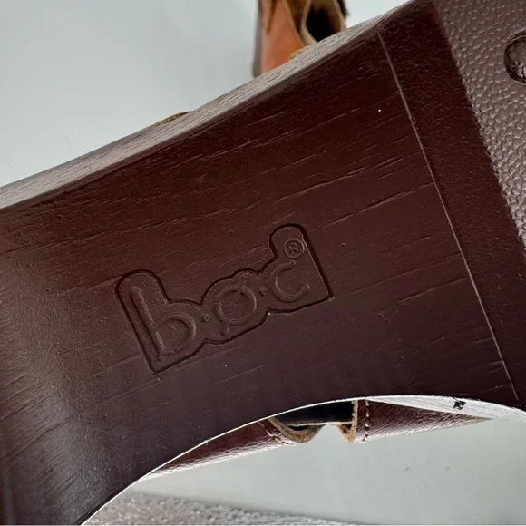 B.O.C. Women’s 8M Cecilia Brown Leather Platform Heeled Clog Clogs Shoes - Picture 13 of 13